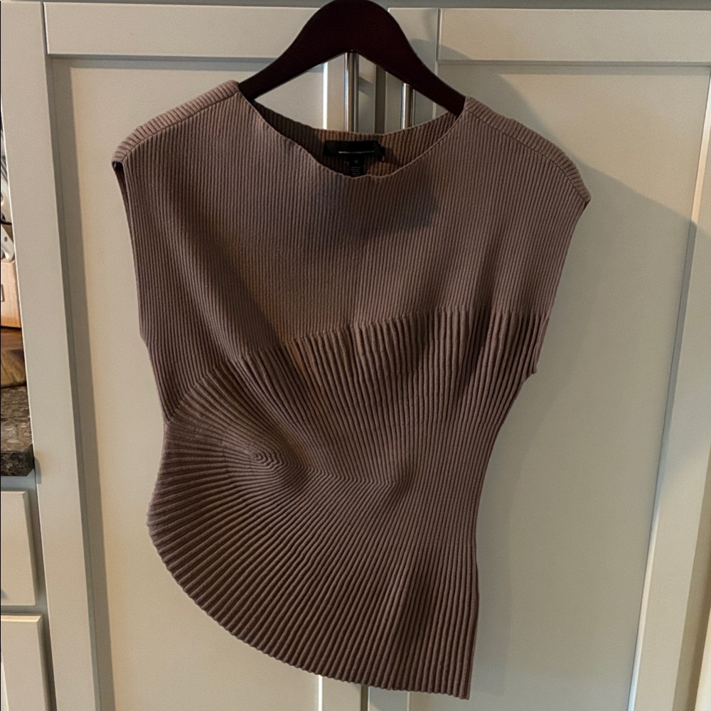 White House Black Market Ribbed Sleeveless Top - Taupe Brown size M